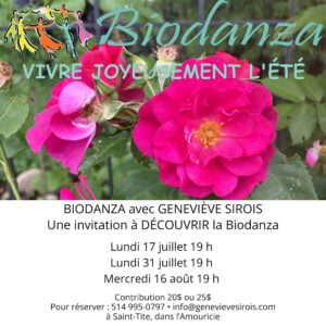 Image de fleur vec titre "Biodanza : vivre joyeusement l'été"